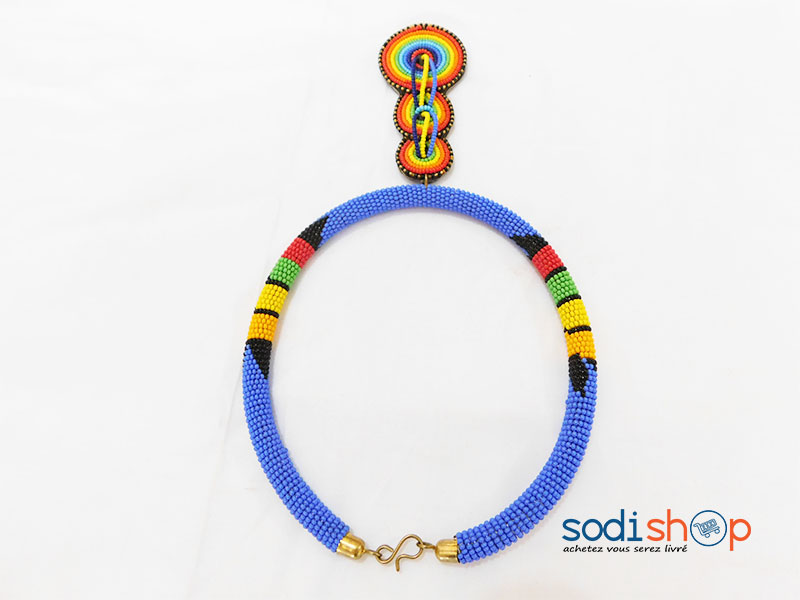 Collier en Perle Tour de Cou Couleur Bleue MT0077