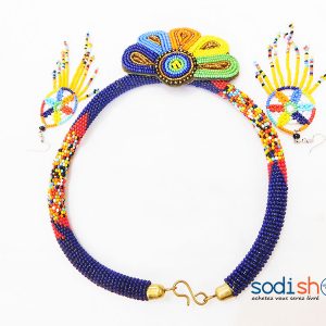 Collier et Boucle D’Oreille en Perle Couleur Bleue MT0077
