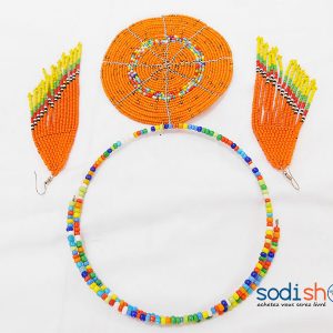 Collier Africain plus Boucle d’Oreille Couleur Orange MT0077