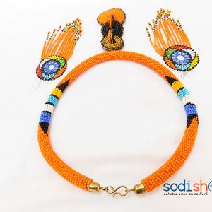 Ensemble de collier et Boucle d’oreille Couleur Orange MT0077