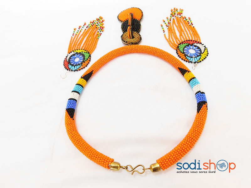 Ensemble de collier et Boucle d’oreille Couleur Orange MT0077