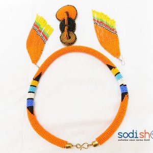 Ensemble de collier et Boucle d’oreille Couleur Orange MT0077