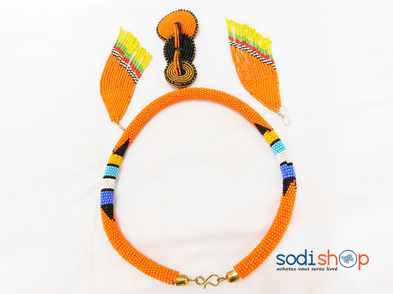 Ensemble de collier et Boucle d’oreille Couleur Orange MT0077