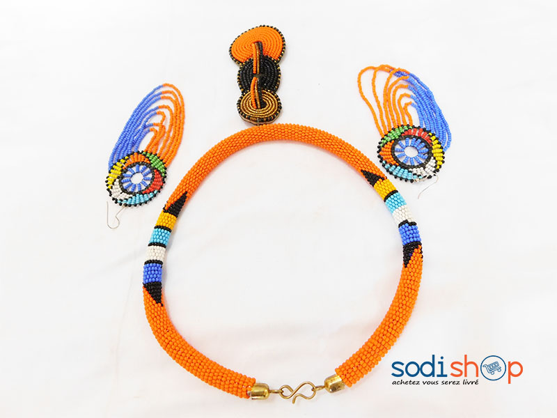 Ensemble de collier et Boucle d’oreille Couleur Orange MT0077