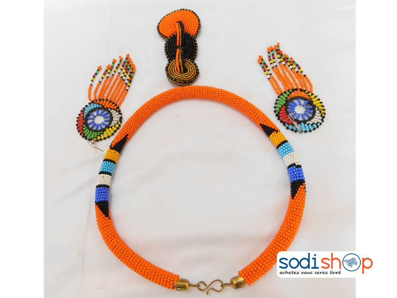 Ensemble de collier plus Boucle d’Oreille Petite Taille Orange MT0077