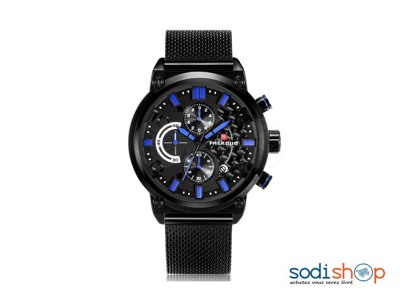 Montre de Luxe FAERDUO 8227, Haute Qualité avec Date, Bracelet en Acier Inoxydable - Pour Homme SODI00