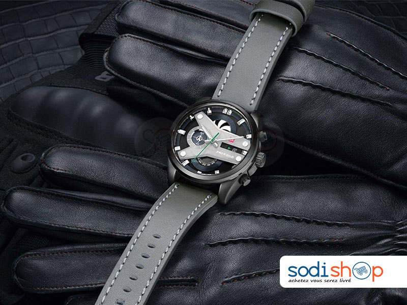 FAERDUO 8228, Montre Classique en Cuir, à Cadran Analogique avec Date, Style Luxueux, Résiste à l’Eau - Pour Homme SODI00 – Image 2