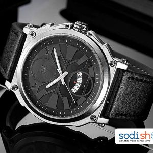 Montre de Luxe FAERDUO 8282, Véritable Cuir, Qualité Supérieure, Style Industriel à Cadran Analogique avec Date - Pour Homme SODI00