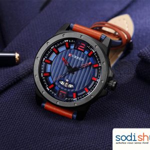 Montre Curren 8293, Bracelet en Cuir Pour Homme, Boucle Ardillon en Titane, Cadran Analogique avec Date SODI00