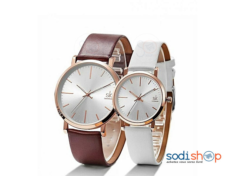 Montre Minimaliste SHENGKE SK-8039 à Quartz analogique décontractée pour Femme avec Bracelet en Simili Cuir SODI00 – Image 2