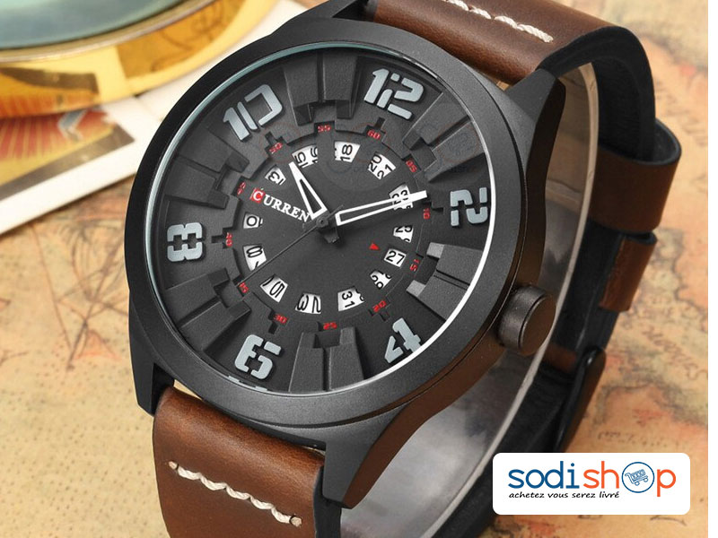 Montre CURREN-M-8258 Bracelet en Cuir Pour Homme SODI00 – Image 2