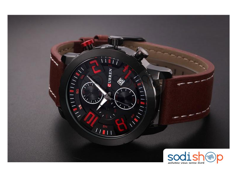 Montre Pour Homme Curren M-8193 en Simili Cuir Affichage de la Date SODI00