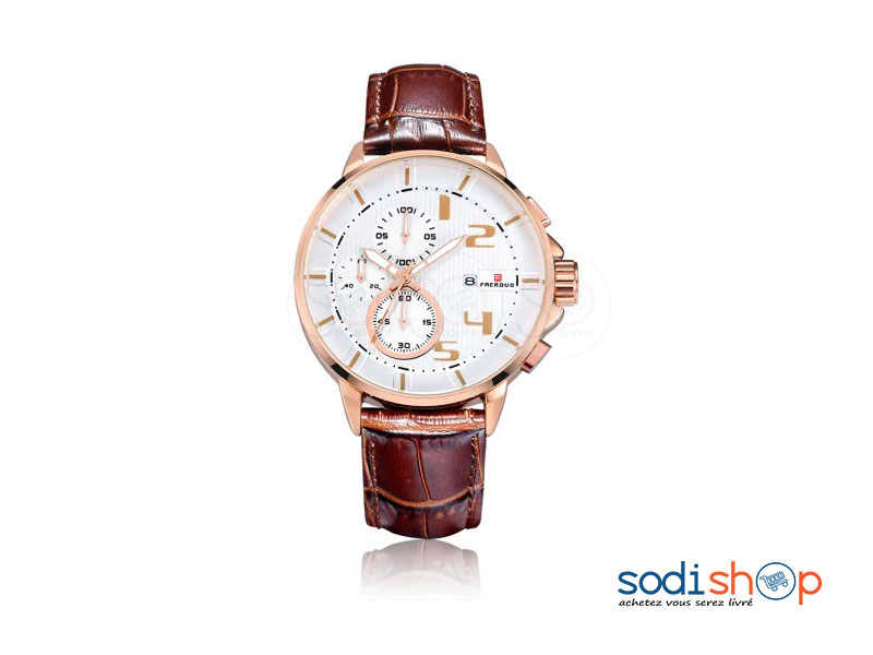 Montre Sport FAERDUO F8211M Pour Hommes Indicateur de Date Bracelet Cuir SODI00 – Image 2