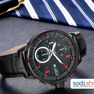 Montre Sport FAERDUO F8211M Pour Hommes Indicateur de Date Bracelet Cuir SODI00