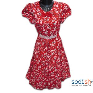 Robe Pour Petite Fille Fleurie Couleur Rouge DD0074