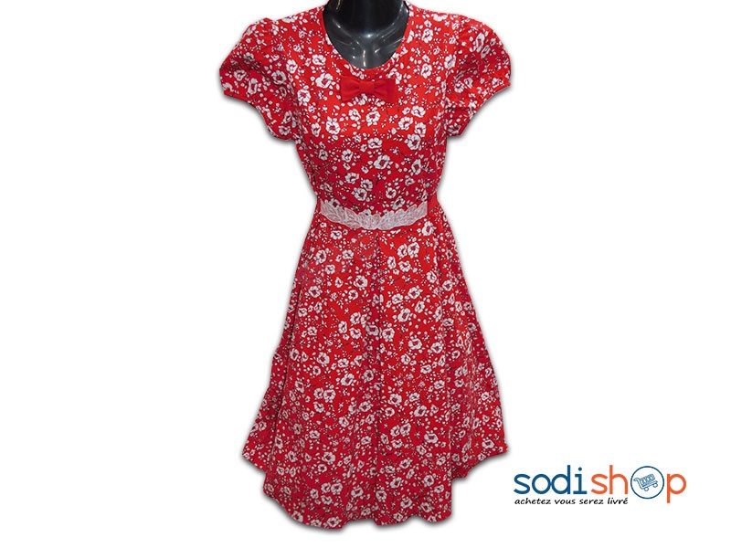 Robe Pour Petite Fille Fleurie Couleur Rouge DD0074