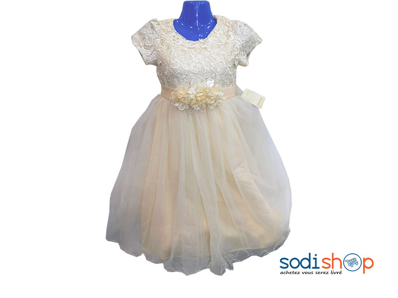 Robe en Dentelle Pour Petite Couleur Jaune DD0074