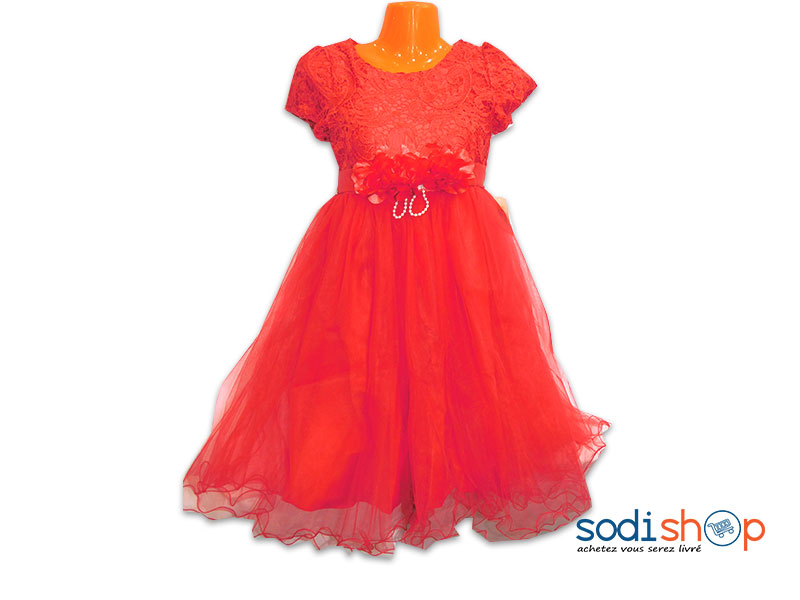 Robe en Dentelle Pour Petite Couleur Rouge DD0074