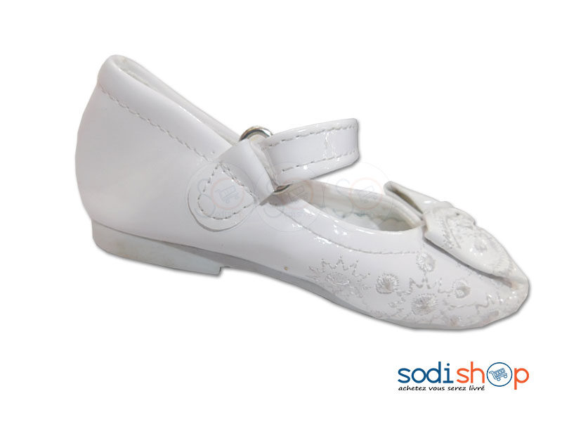 Chaussure Blanche à Nœud Classique - Pour Fillettes et Bébés DD0074