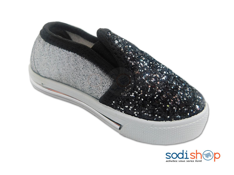 Chaussure avec Brillants pour Enfants - Couleur Noir/Blanc DD0074