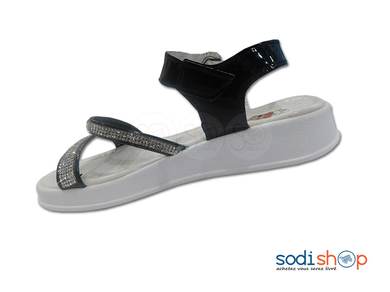 Sandale à Brillant Pour Enfants - Couleur Noir/Blanc DD0074