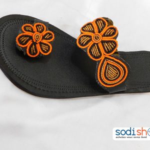Sandale Décontractée Décorer au Perle Orange MT0077