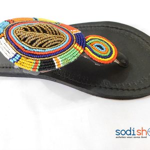 Sandale en Cuir Perlée Pour Femme Couleur Noire MT0077