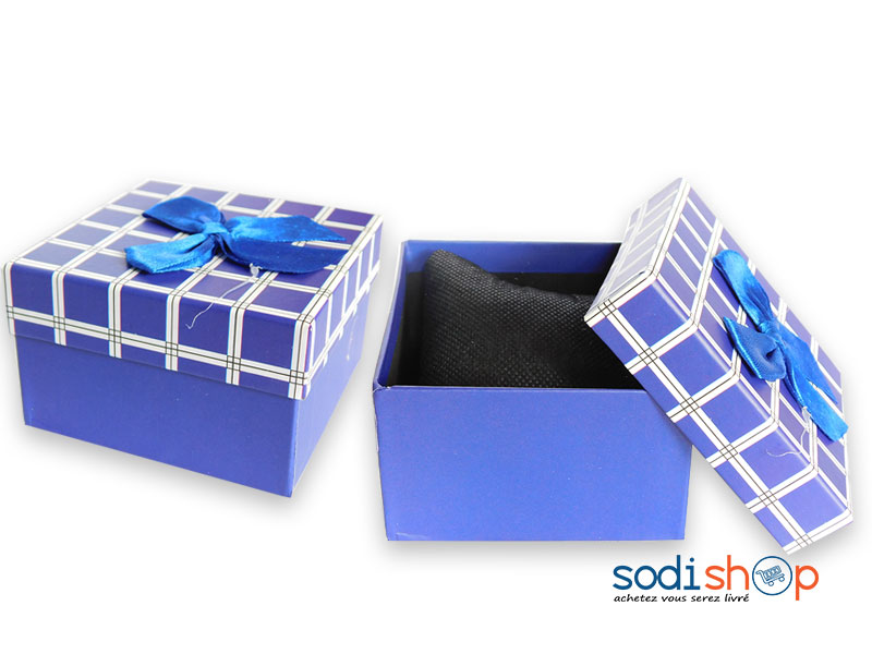 Mini Coffret à Cadeau, Sublime et Raffiné avec Nœud Papillon, Matière en Carton Haute Qualité - Couleur Bleu SODI00
