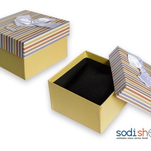 Mini Coffret avec Couvercle Dissociable, Décoration Spécial avec Nœud Papillon, Pour Cadeaux - Couleur Jaune SODI00