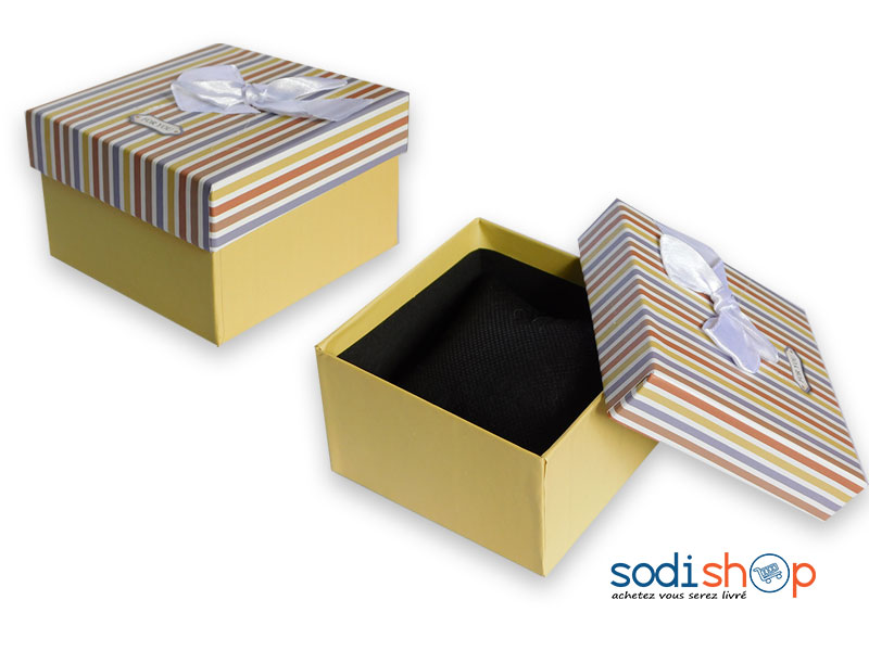 Mini Coffret avec Couvercle Dissociable, Décoration Spécial avec Nœud Papillon, Pour Cadeaux - Couleur Jaune SODI00