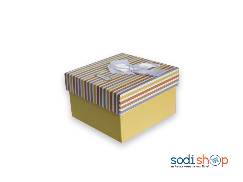 Mini Coffret avec Couvercle Dissociable, Décoration Spécial avec Nœud Papillon, Pour Cadeaux - Couleur Jaune SODI00 – Image 2