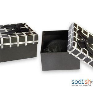 Mini Boite d’Emballage, Class et Elégant avec Coussin Amovible - Couleur Noir/Blanc SODI00