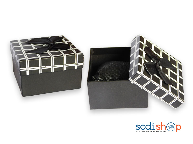 Mini Boite d’Emballage, Class et Elégant avec Coussin Amovible - Couleur Noir/Blanc SODI00