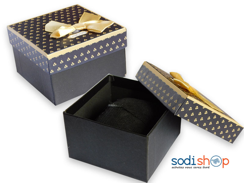 Boite d’Emballage, Mini Coffret avec Nœud Papillon, Super Design, Pour Montres et Accessoires de Luxe - Couleur Noir/Jaune SODI00