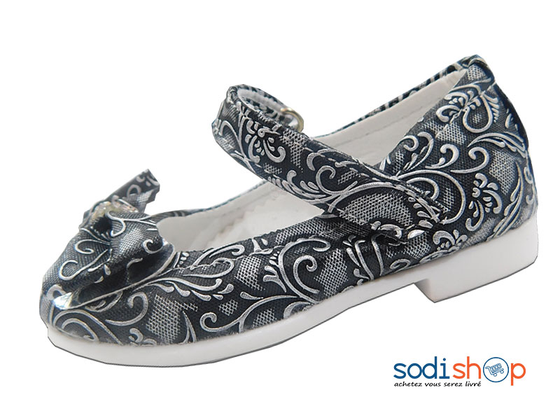 Chaussure Classe et Élégante, Avec Motif pour Fillette et Bébé - Couleur Noir/Blanc DD0074