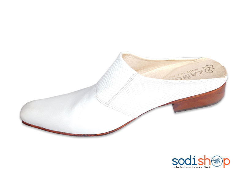 Babouche Confortable, Chaussure Blanche Haute Qualité - Pour Homme MS0076