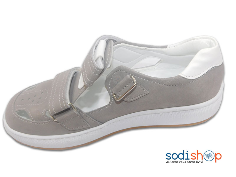 Chaussure Confortable, Avec Fermeture à Scratch pour Enfant - Couleur Gris/Blanc DD0074