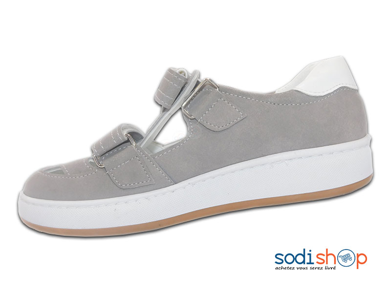 Chaussure Confortable, Avec Fermeture à Scratch pour Enfant - Couleur Gris/Blanc DD0074 – Image 2