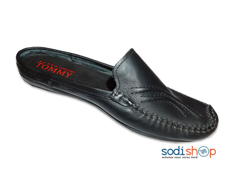 Tommy, Mocassin Ouvert, Chaussure Confortable - Couleur Noir, Pour Homme MS0076