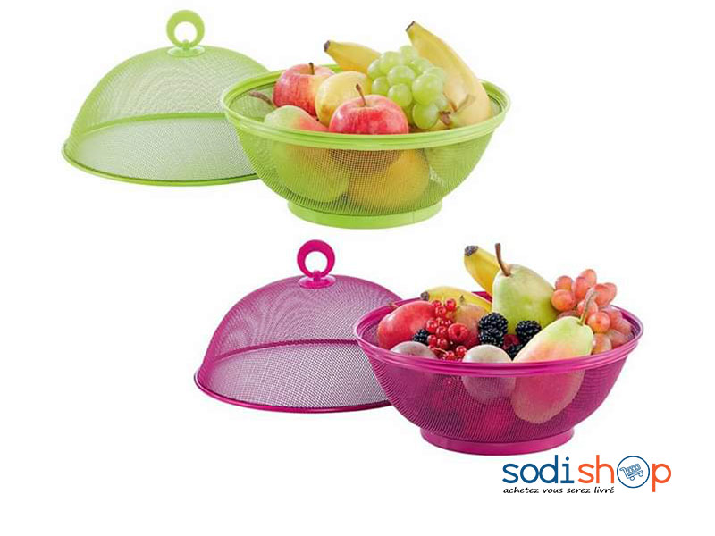 Corbeille À Fruits - Table À Manger Panier De Stockage De Fruits et de Légumes avec couvercle AM0036