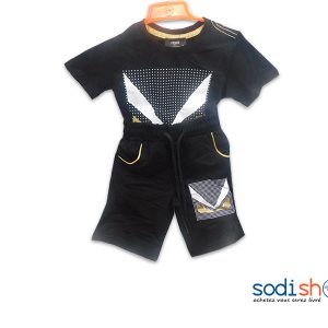 T-Shirt + Culotte Fendi Pour Enfant, Style Décontracté en Coton - Couleur Noir/Blanc DD0074