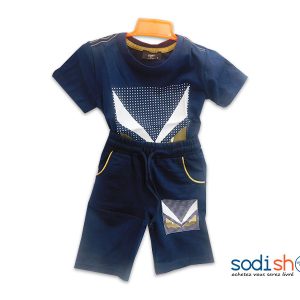 T-Shirt + Culotte Fendi Pour Enfant, Style Décontracté en Coton - Couleur Bleu/Blanc DD0074
