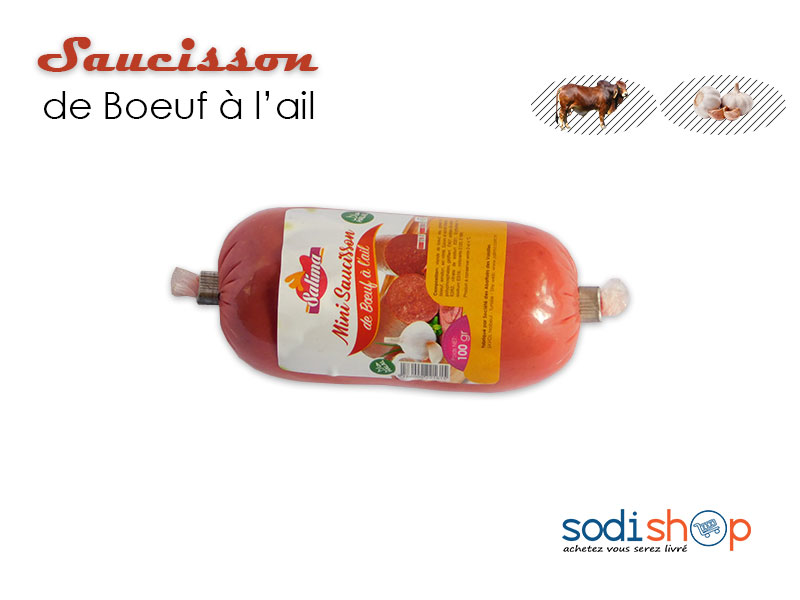 Mini Saucisson Salima, Viande de Bœuf à l’Ail Halal 100g SM0075