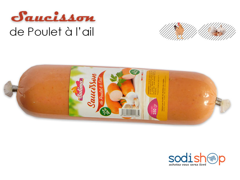 Saucisson Salima, au Blanc de Poulet et à l’Ail, Halal 250g SM0075