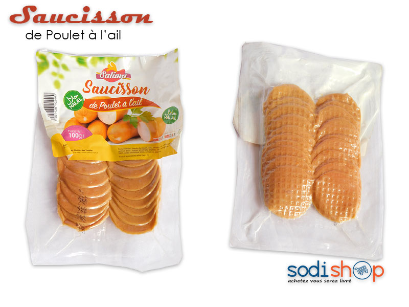 Tranche de Saucisson au Poulet au gout Relevé de l’Ail 100g Halal SM0075