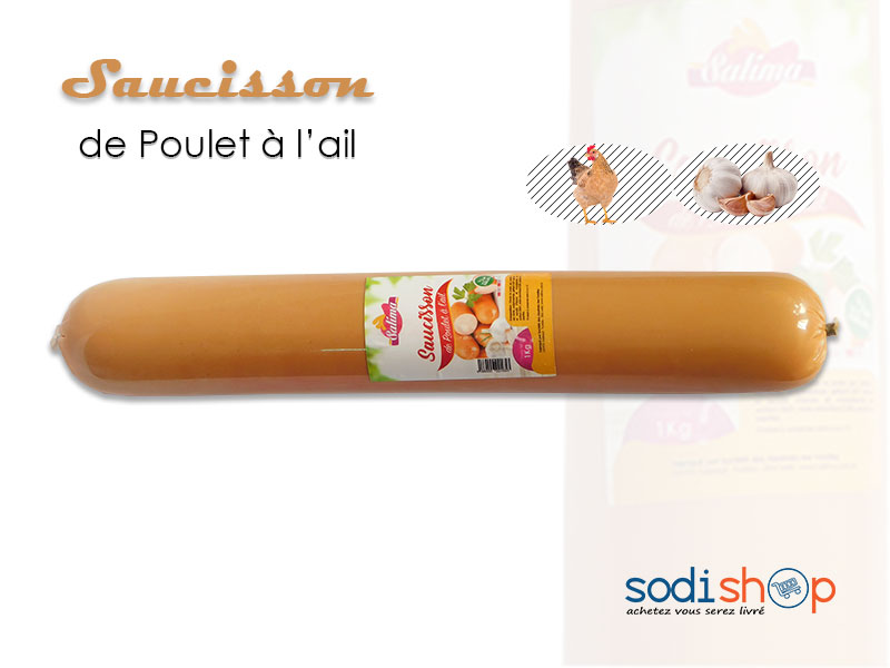 Saucisson Salima, Savoureux Viande de Poulet à l’Ail, Halal 1 Kg SM0075