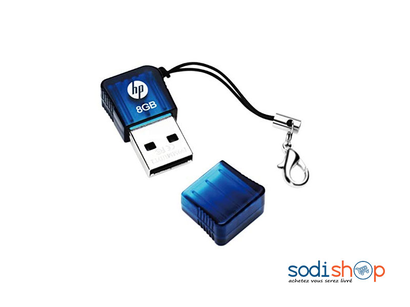 Clé USB 2.0 HP V165W, Transfert Rapide et Efficace, Résistant à L’Eau et aux Chocs - Capacité 8 GB SODI00