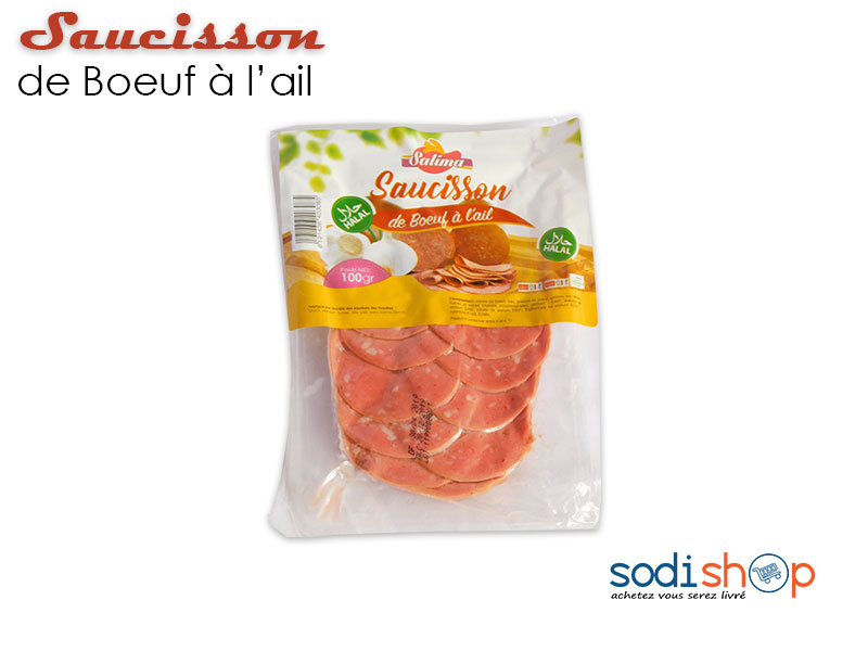 Tranche de Saucisson au Bœuf au gout Relevé de l’Ail 100g Halal SM0075