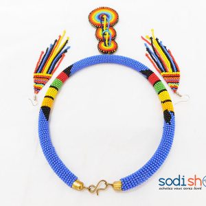 Tour de Cou plus Boucle d’oreille Couleur Bleue MT0077