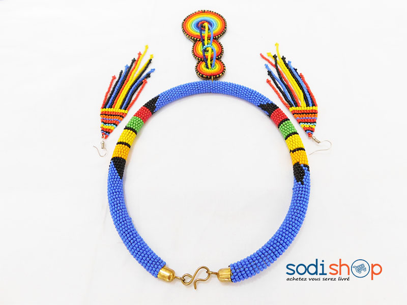 Tour de Cou plus Boucle d’oreille Couleur Bleue MT0077